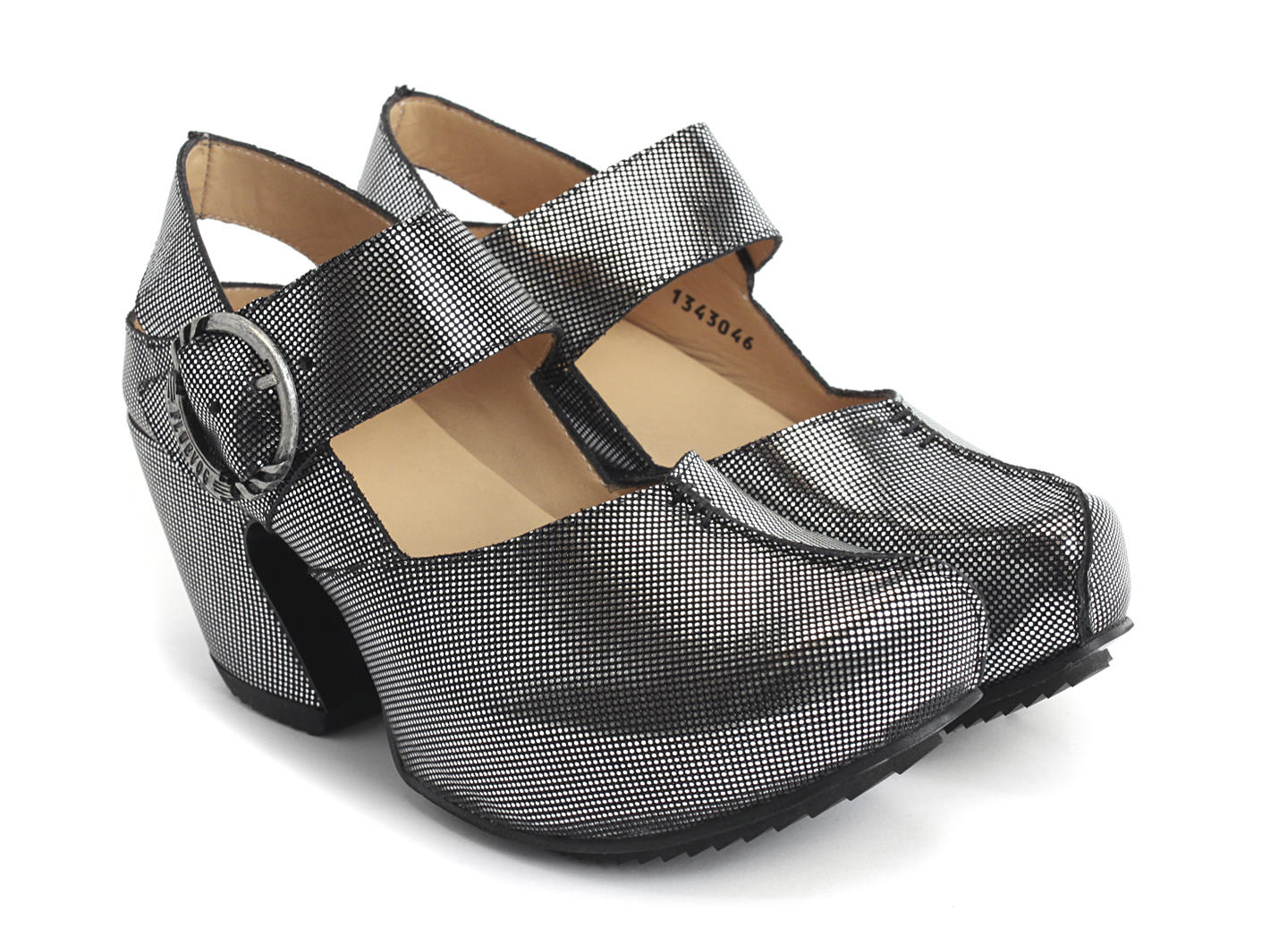 Guide Silver Platform Mary Jane Heels: Quarter view