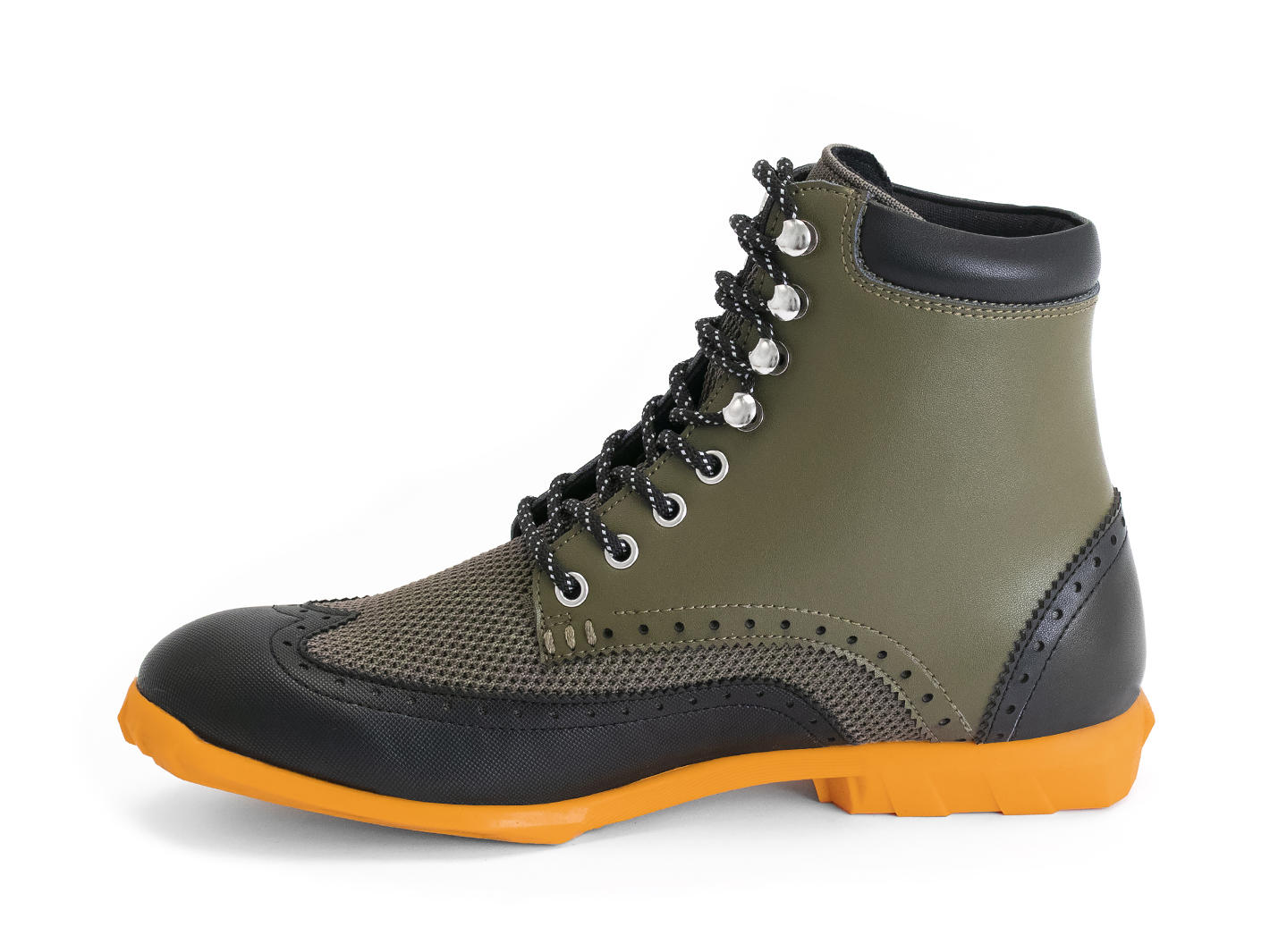 Halos Army Green Vegan Lace-Up Boots: Profile inside