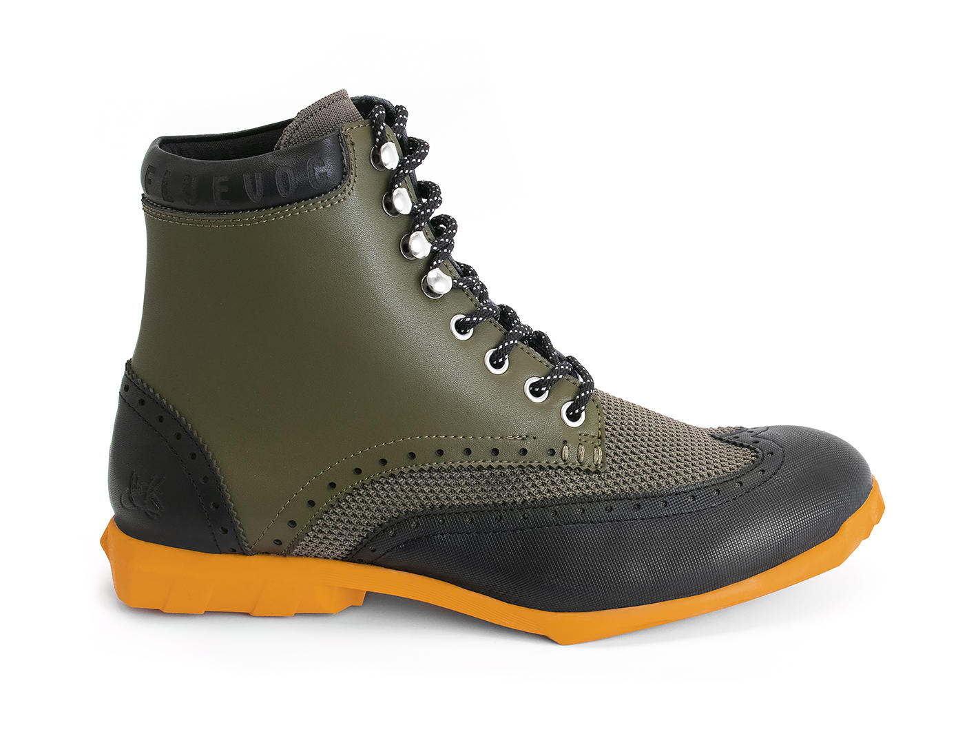 Halos Army Green Vegan Lace-Up Boots: Profile outside