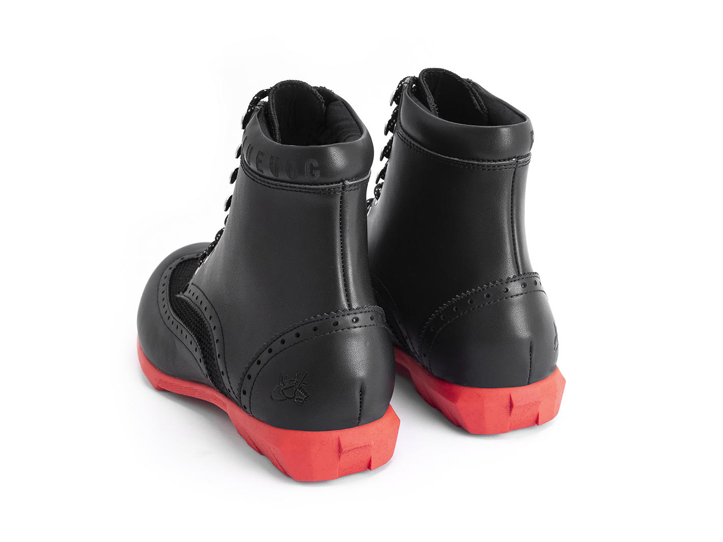 Halos Black/Red Vegan Lace-Up Boots: Back