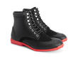 Halos Black/Red Vegan Lace-Up Boots: Quarter view