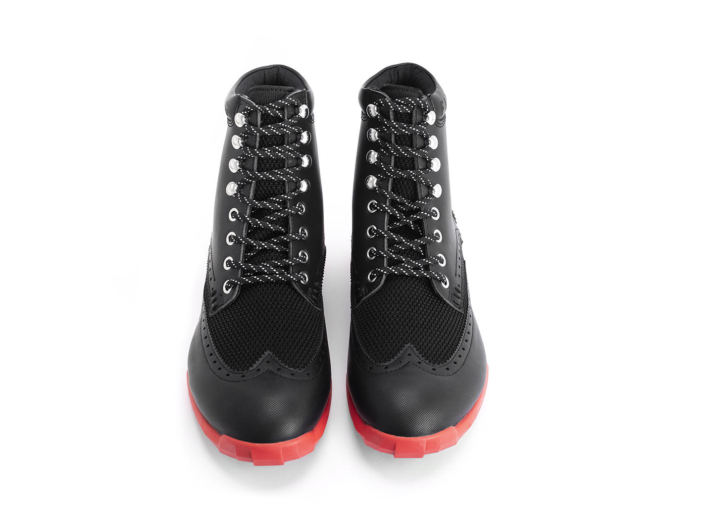 Halos Noir/Rouge Bottillon végétalien à lacets: Front