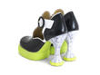 Hana Banana Split Black/White Platform t-strap heel: Back
