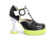 Hana Banana Split Black/White Platform t-strap heel: Profile outside