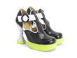 Hana Banana Split Black/White Platform t-strap heel: Quarter view
