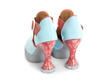 Hana Banana Split Blue/Pink Platform t-strap heel: Back