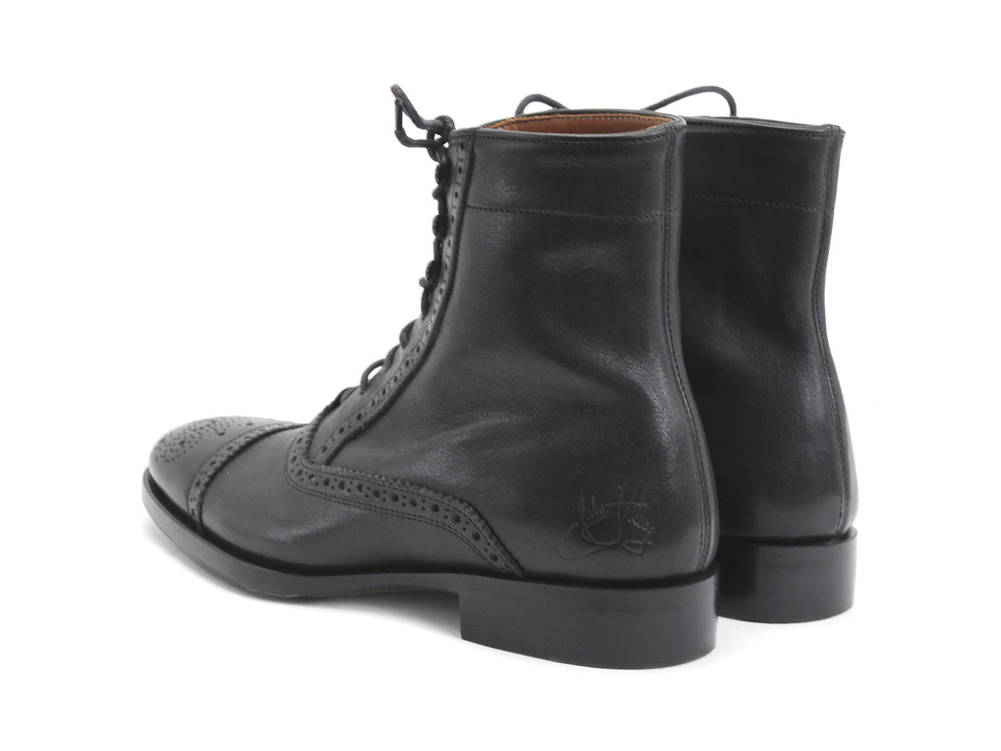 Hartford : Femmes (doublées) Noir acier Flat Brogued Dress Boot: Back