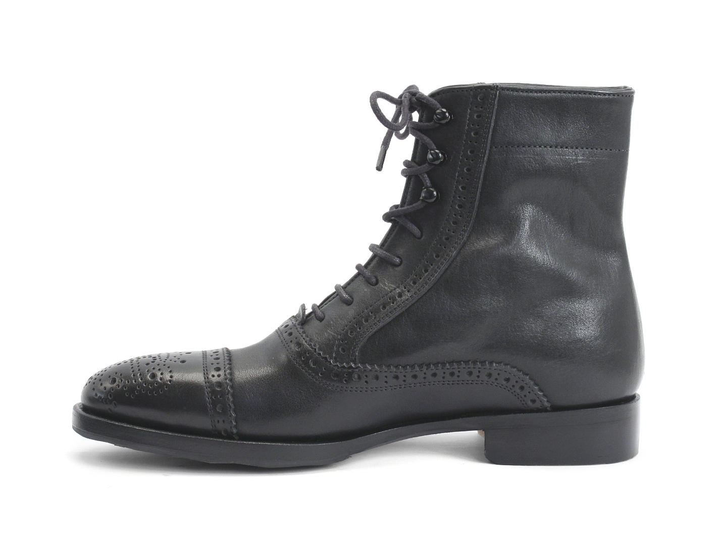 Hartford : Femmes (doublées) Noir acier Flat Brogued Dress Boot: Profile inside
