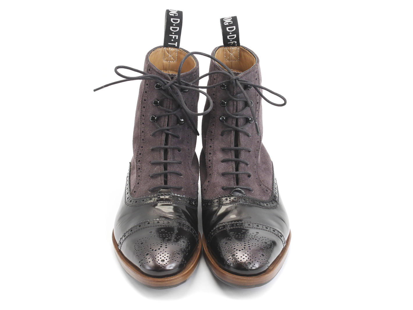 Hartford: Mens Violet Flat Brogued Dress Boot: Front