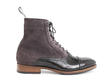 Hartford: Mens Violet Flat Brogued Dress Boot: Profile outside