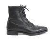 Hartford: Womens Black Flat Brogued Dress Boot: Profile outside