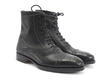 Hartford: Womens Black Flat Brogued Dress Boot: Quarter view