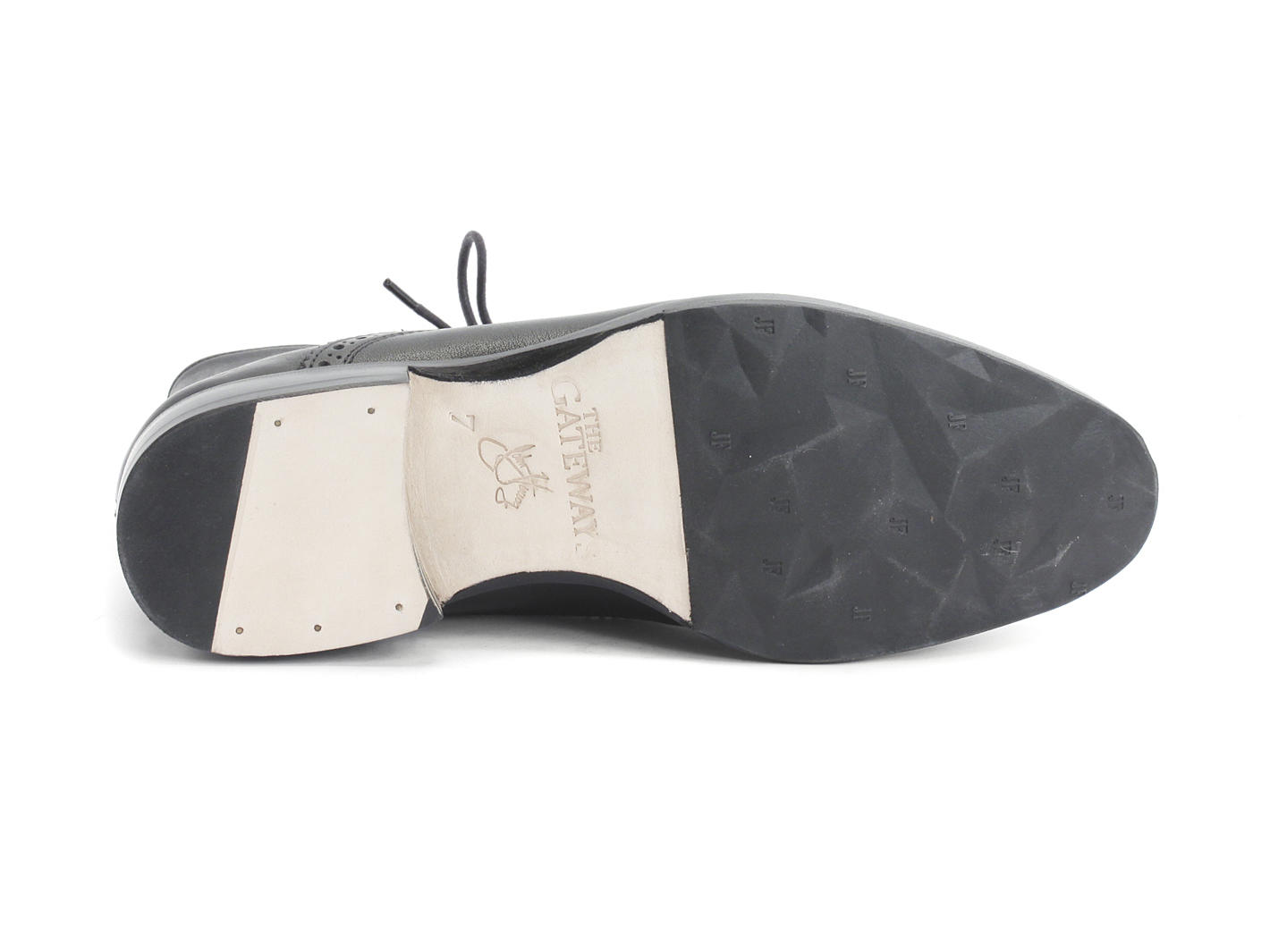 Hartford: Womens Black Flat Brogued Dress Boot: Sole
