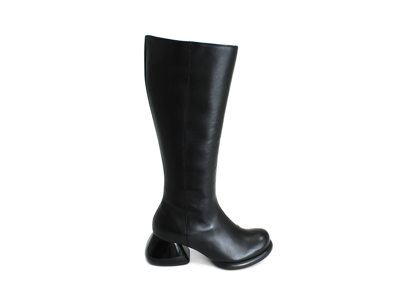 Haworth Black Tall leather boot: Profile outside