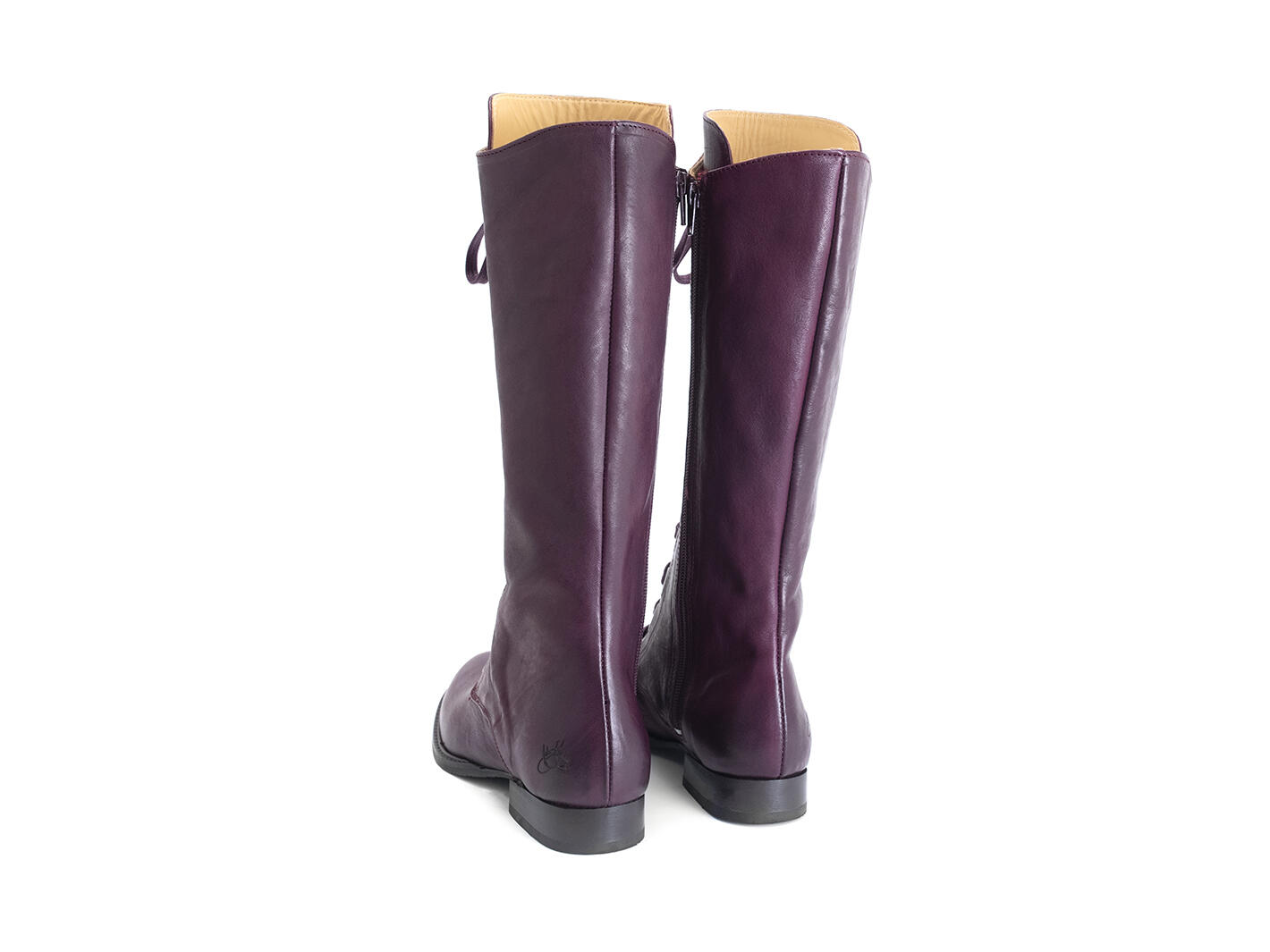 Hayden Burgundy Flat lace-up boot: Back