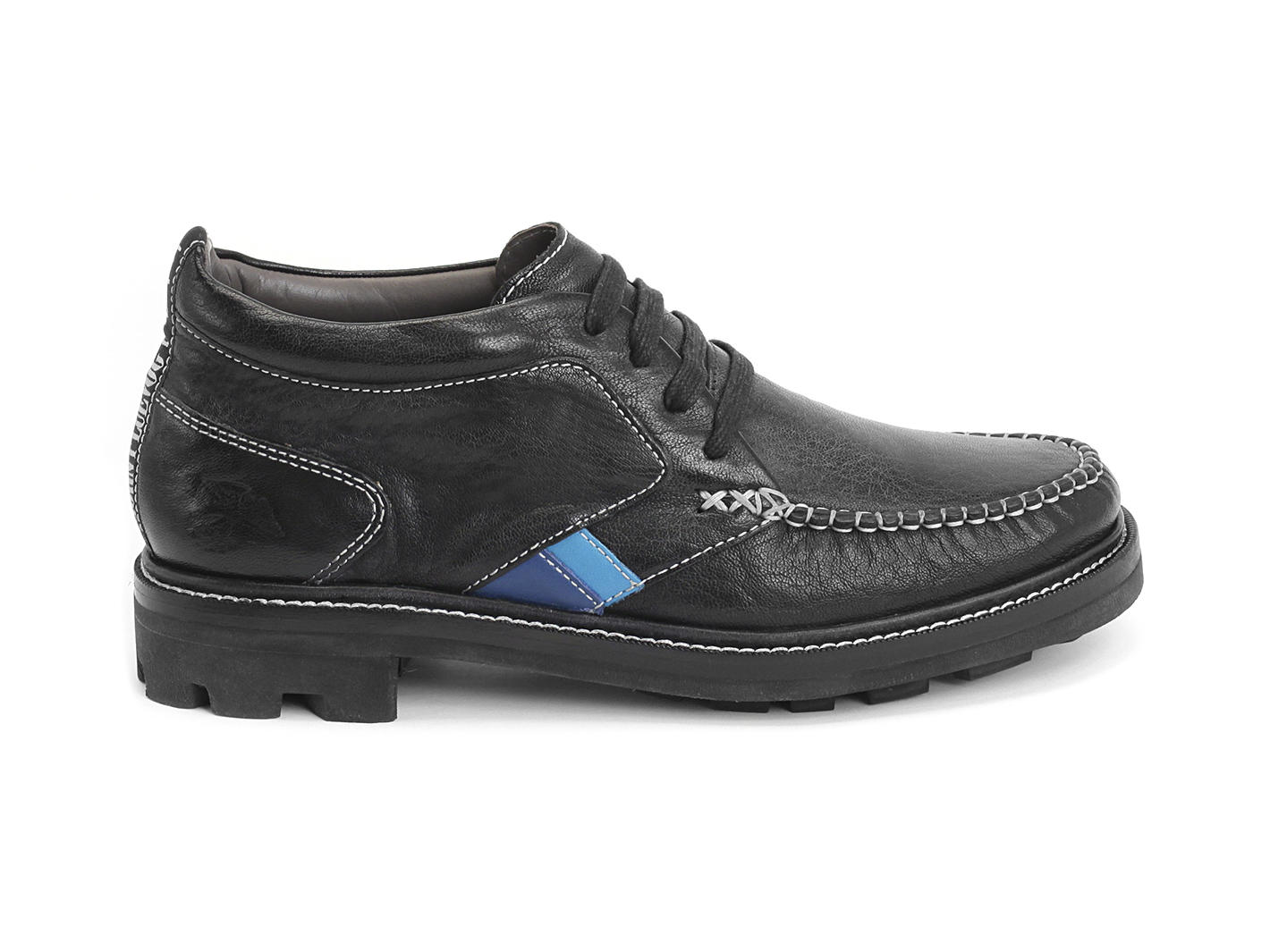 High Point Black Moccasin-stitched chukka: Profile outside