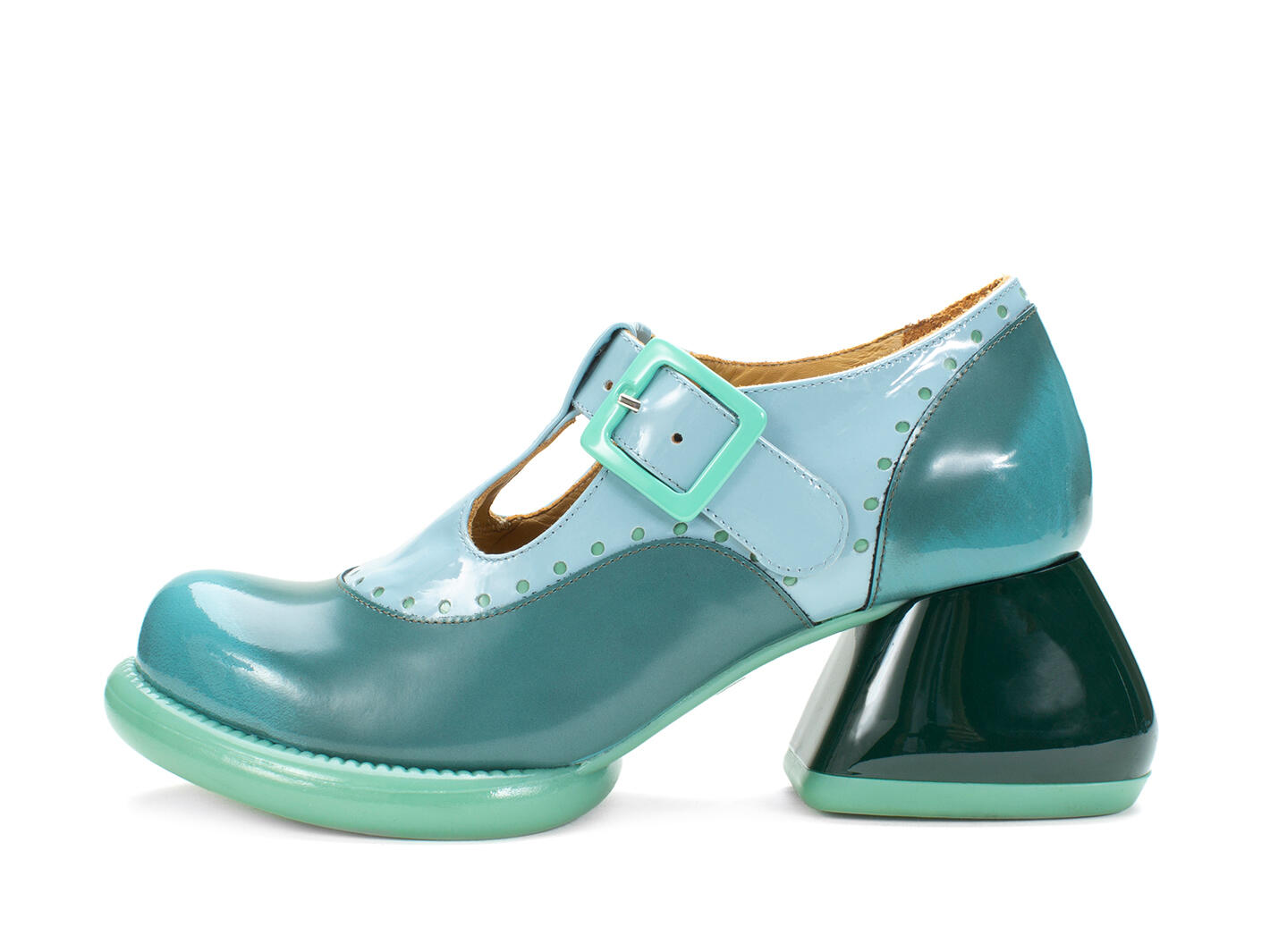 Hockney Turquoise Talon salomé en cuir: Profile outside