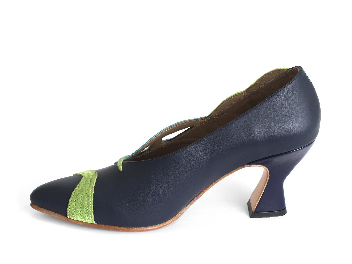 Hotchkiss Blue/Green Embroidered Pumps: Profile inside