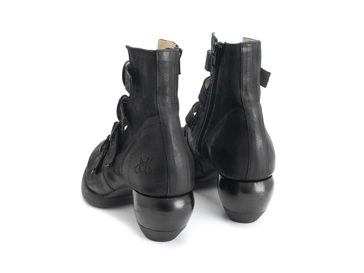 Huysmans Black Strappy ankle boot: Back