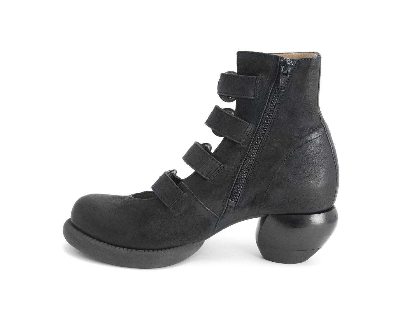 Huysmans Black Strappy ankle boot: Profile inside