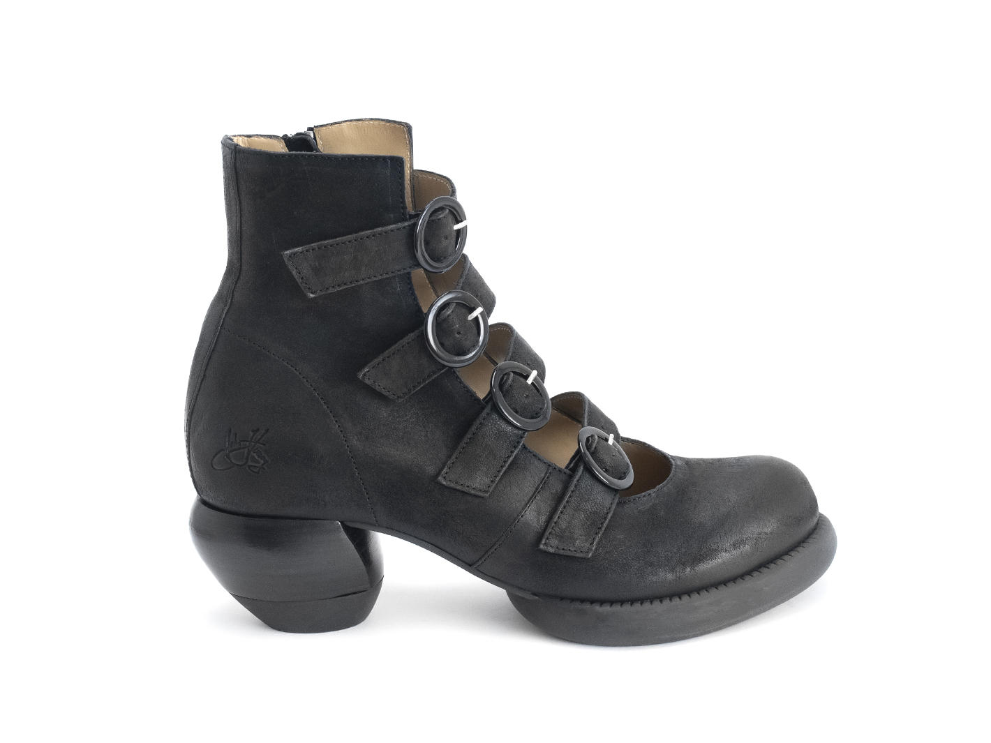 Huysmans Black Strappy ankle boot: Profile outside
