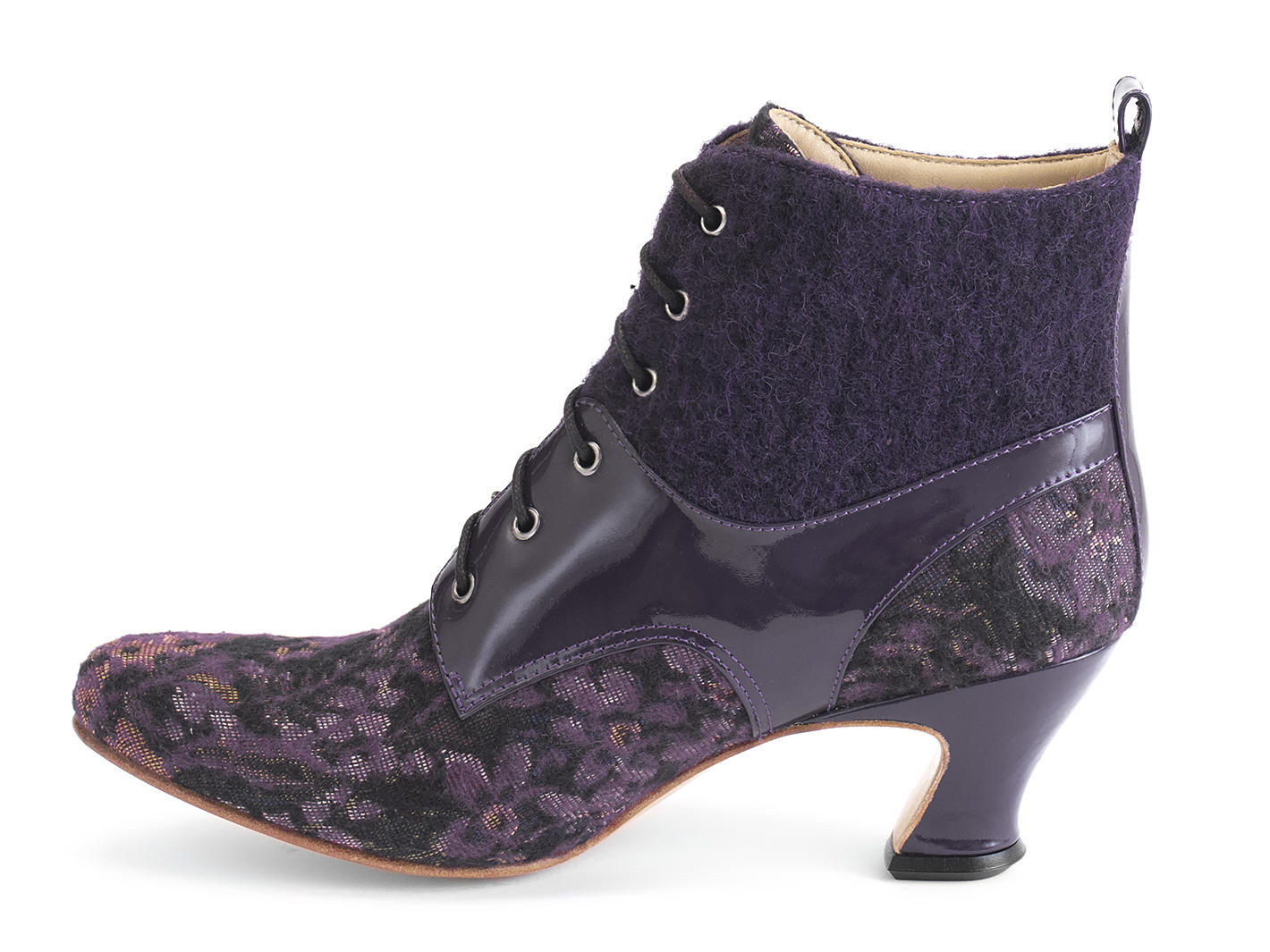 Iguazu Purple Harness lace-up ankle boot: Profile inside
