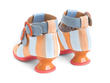 Individualist Blue/Orange Striped Ankle strap heel with kiltie: Back