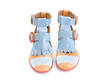 Individualist Blue/Orange Striped Ankle strap heel with kiltie: Front