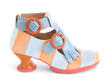 Individualist Blue/Orange Striped Ankle strap heel with kiltie: Profile outside