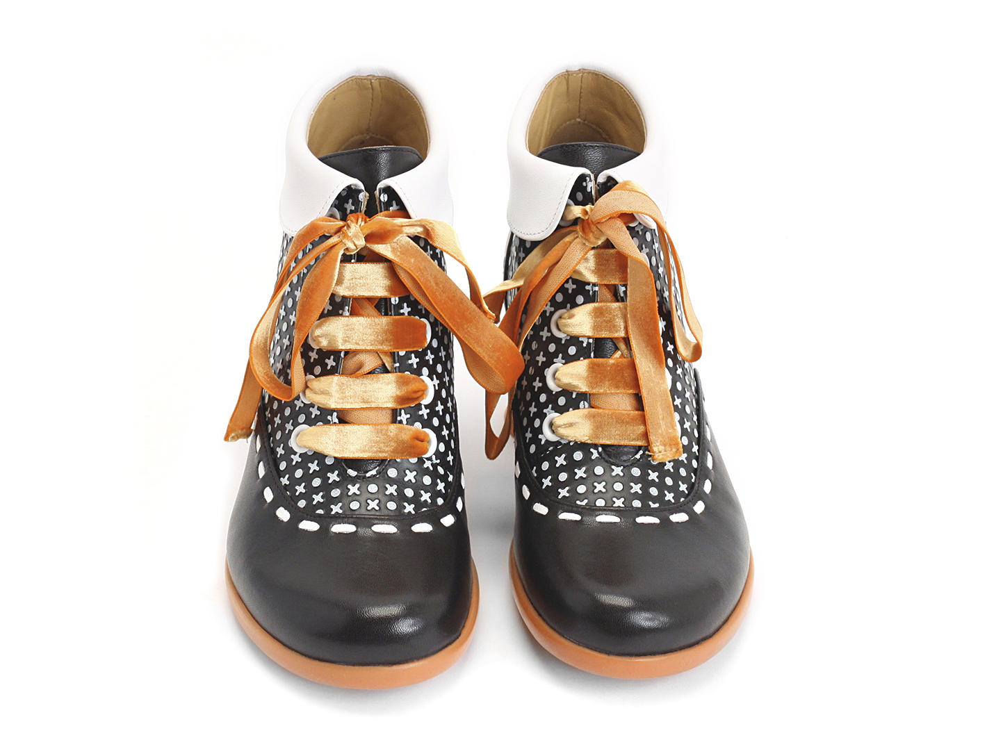 Investigator Dots Collared lace-up ankle boot: Front