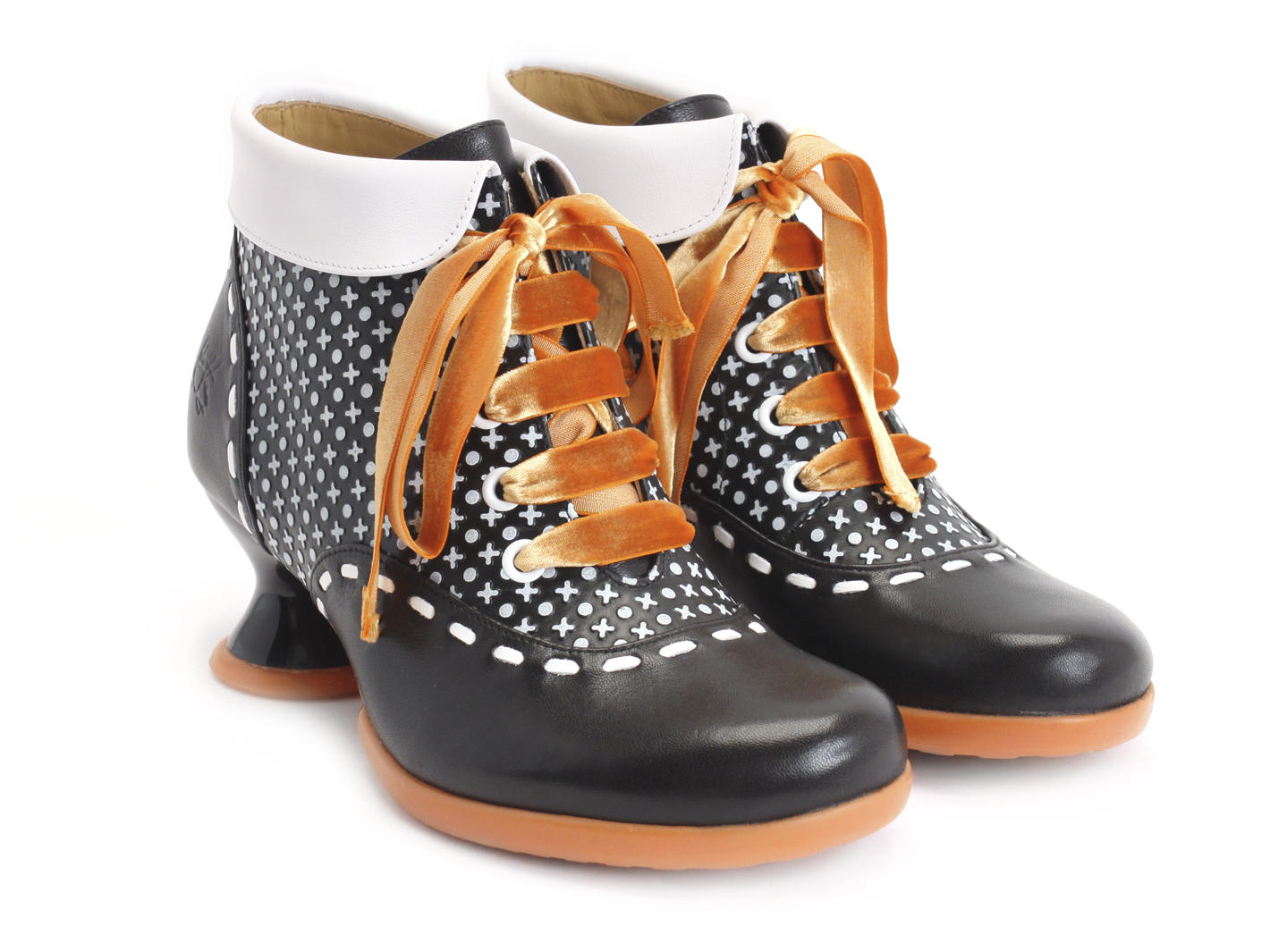 Investigator Dots Collared lace-up ankle boot: Quarter view