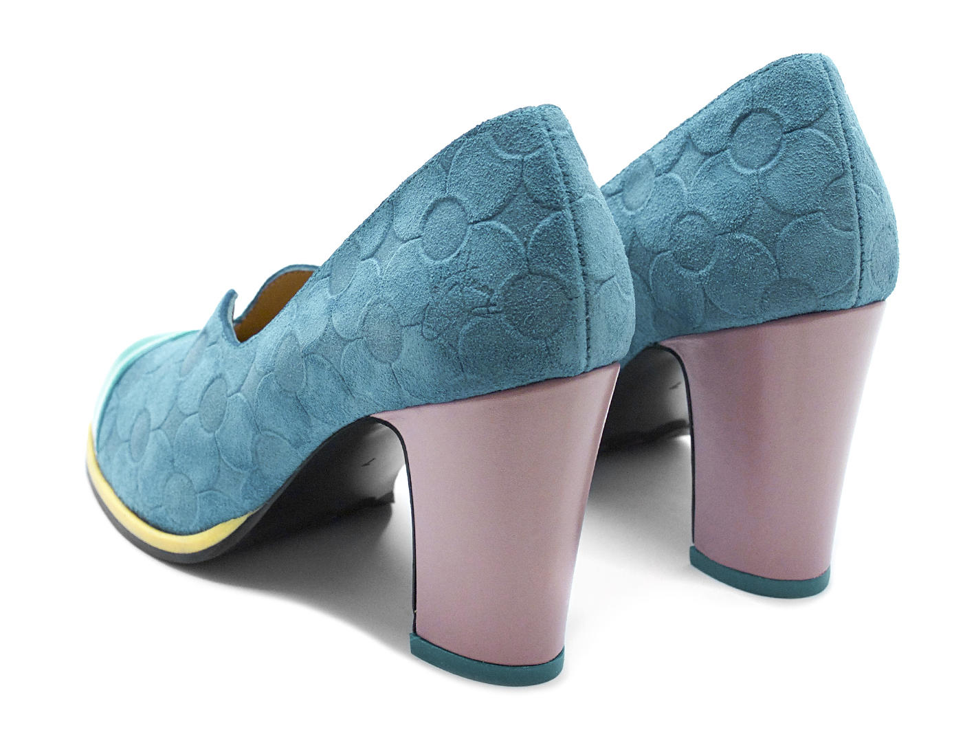 Iris Blue Patent-Toed Pumps: Back
