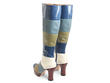 Ishq Blue, Green & Ivory Tall striped boot: Back