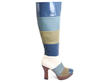 Ishq Blue, Green & Ivory Tall striped boot: Profile outside