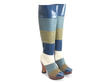 Ishq Blue, Green & Ivory Tall striped boot: Quarter view