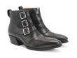 Jack Noir lisse Triple-Strap Boots: Quarter view