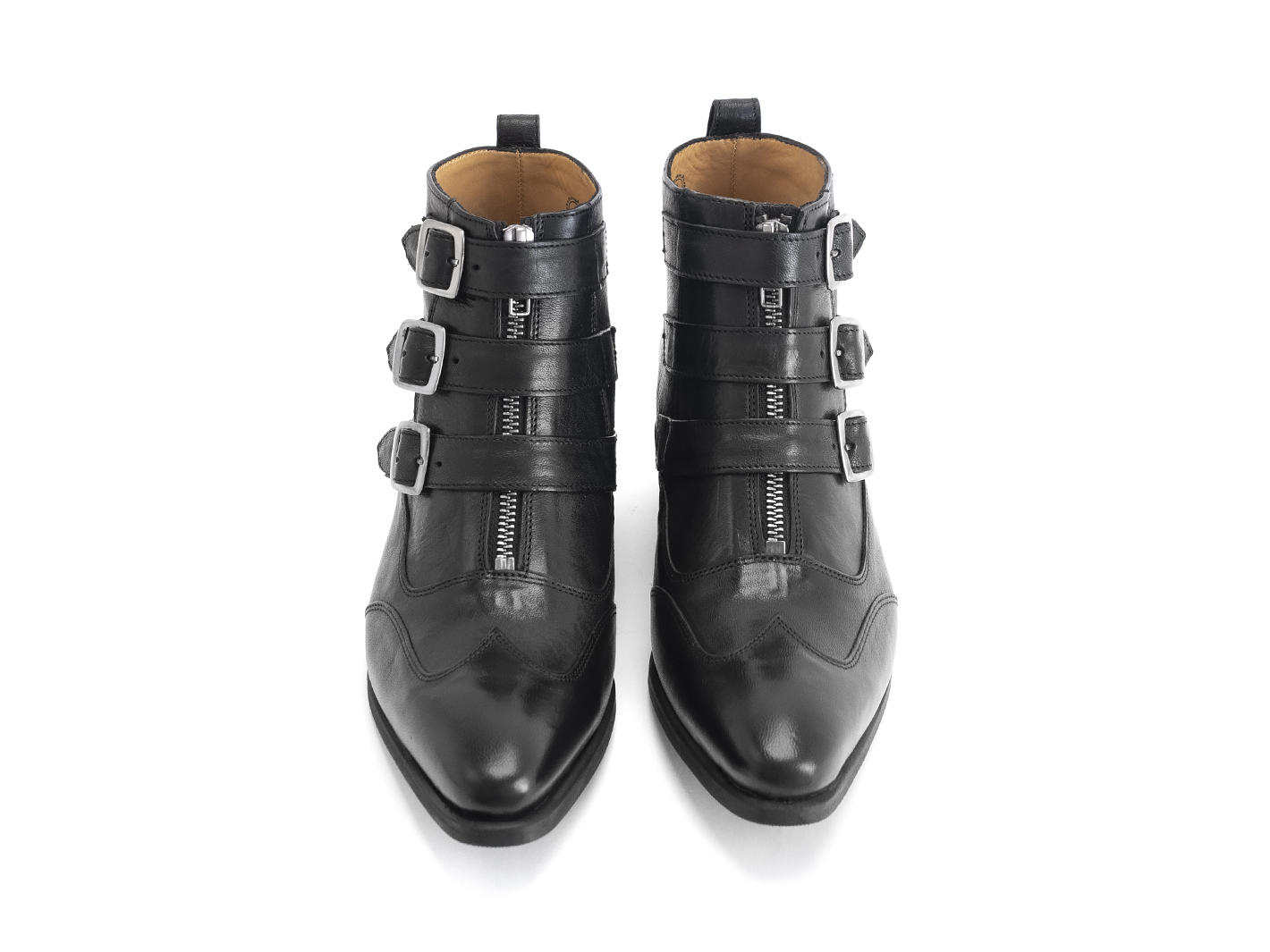Jack: Women’s black Triple strap boot: Front