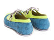 Jacquie Blue/Green Embossed lace-up flat: Back