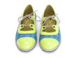 Jacquie Blue/Green Embossed lace-up flat: Front
