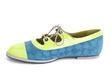 Jacquie Blue/Green Embossed lace-up flat: Profile inside