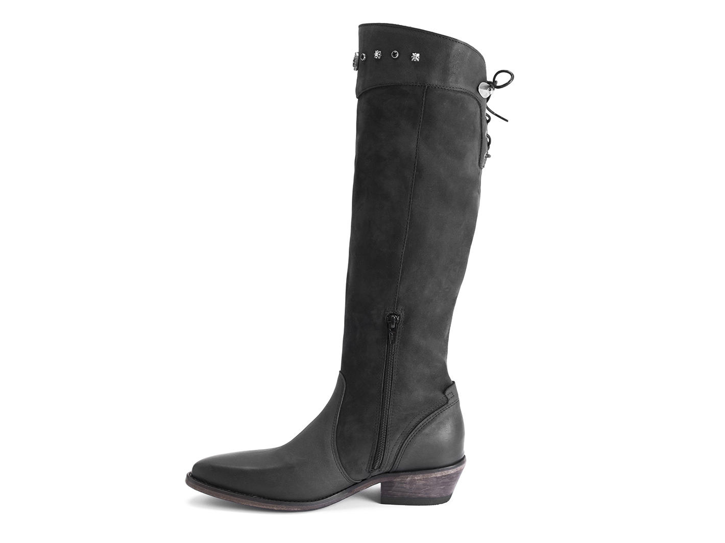 Janis Black Knee-high boot with studs: Profile inside