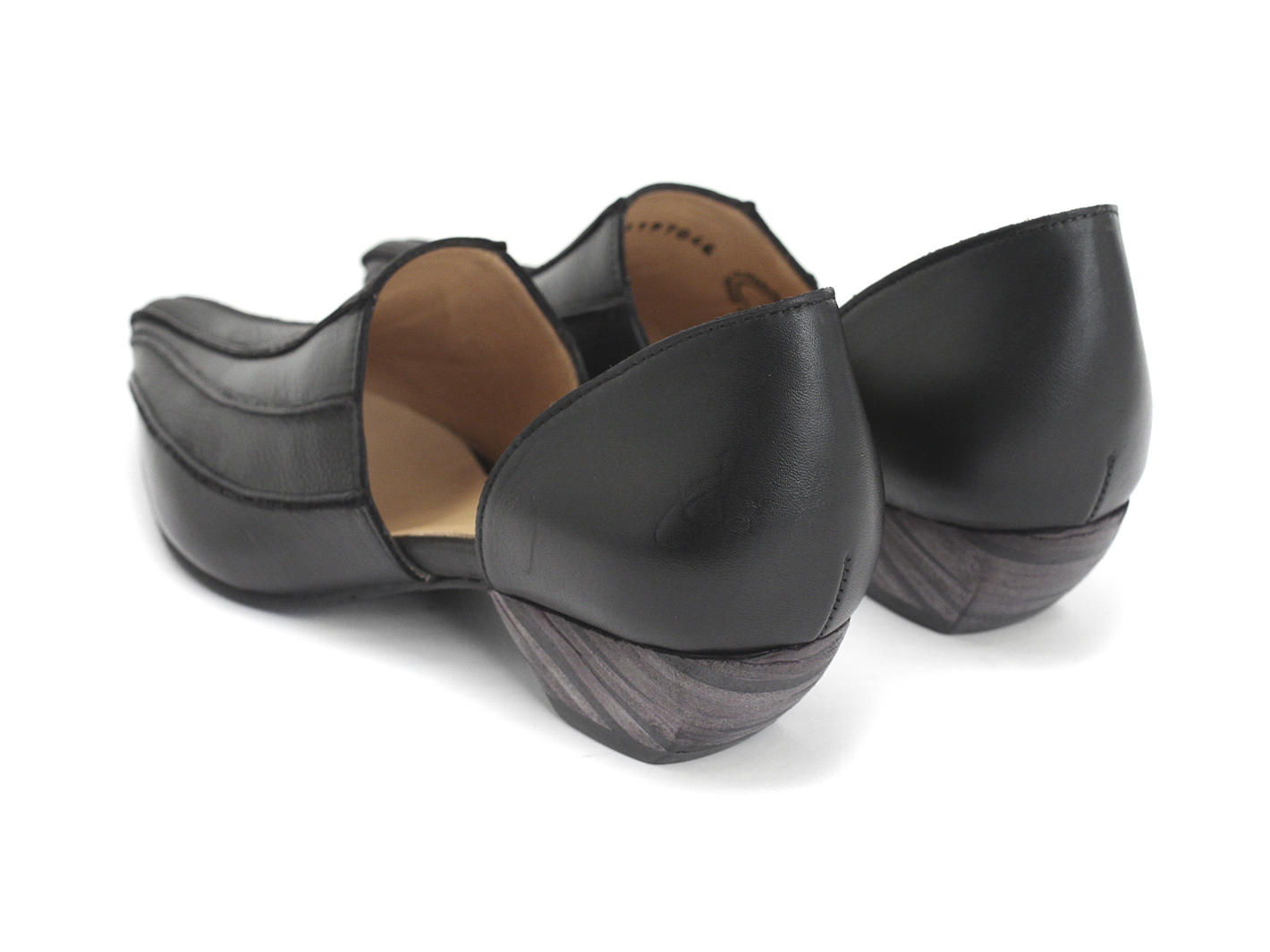 Jessica Black Pointed Slip-On D'Orsay Shoe: Back