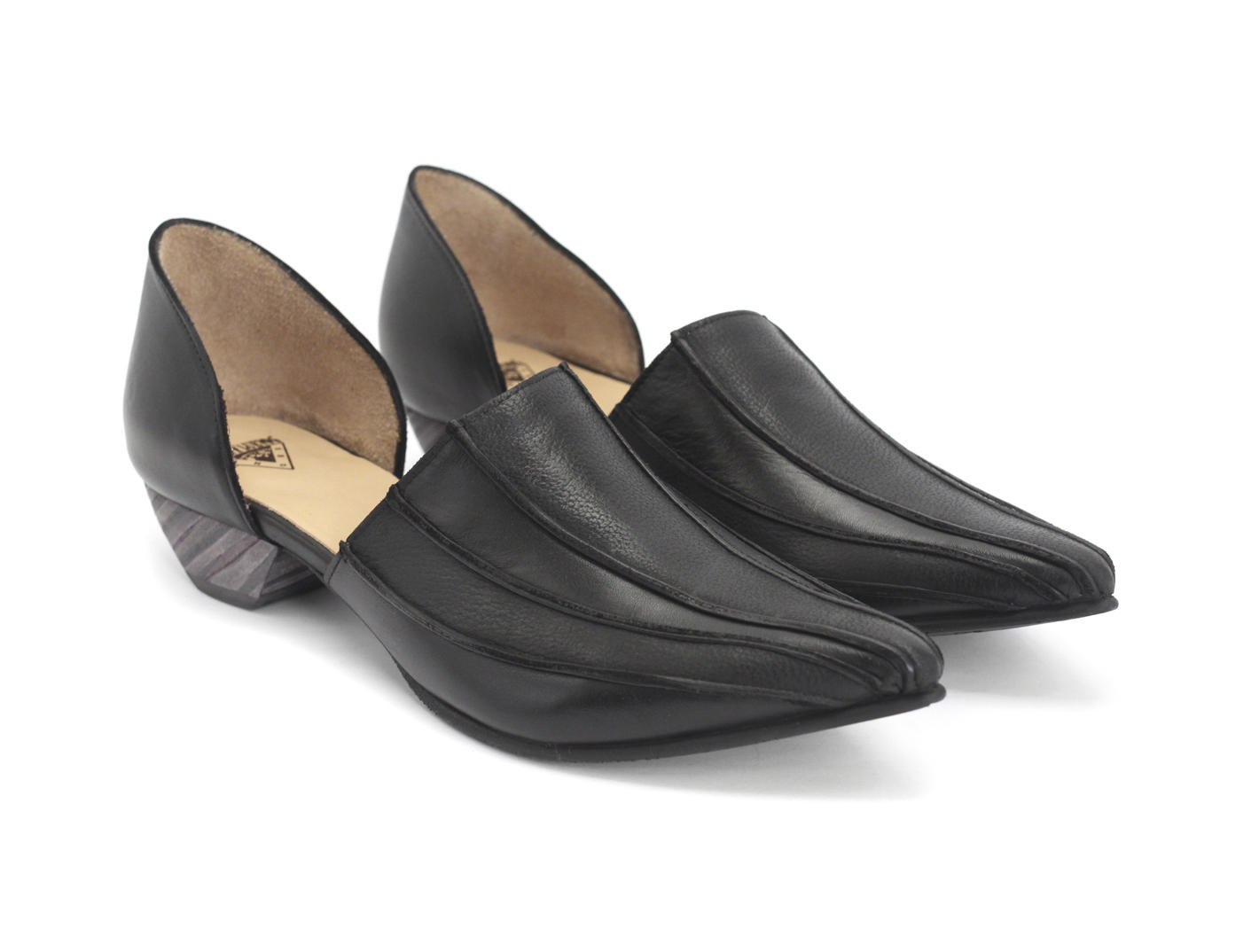 Jessica Noir Pointed Slip-On D'Orsay Shoe: Quarter view