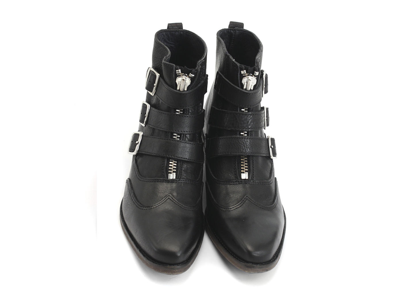 Jett Black Triple-Buckle Leather boot: Front