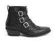 Jett Black Triple-Buckle Leather boot: Profile outside