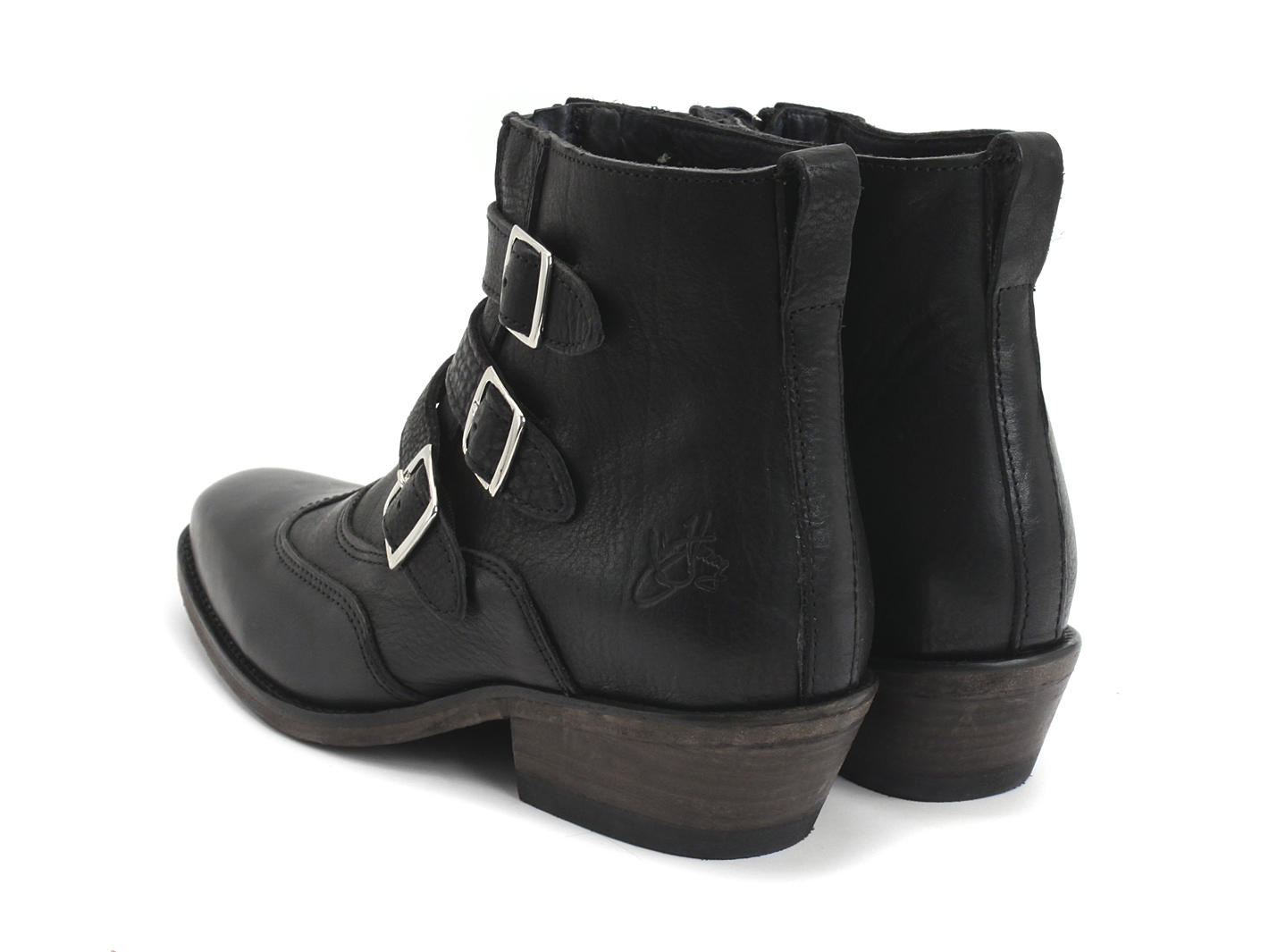 Jett Noir Triple-Buckle Leather boot: Back