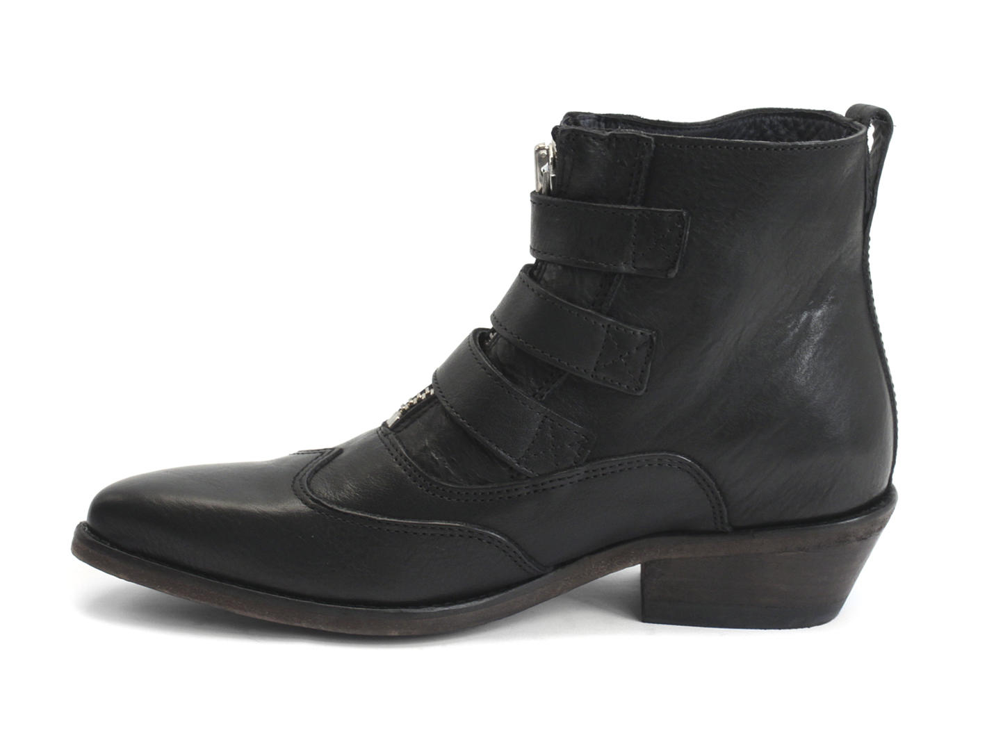 Jett Noir Triple-Buckle Leather boot: Profile inside