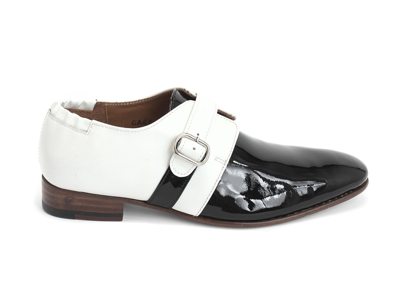 Johnston Black & White Single monkstrap shoe: Profile outside