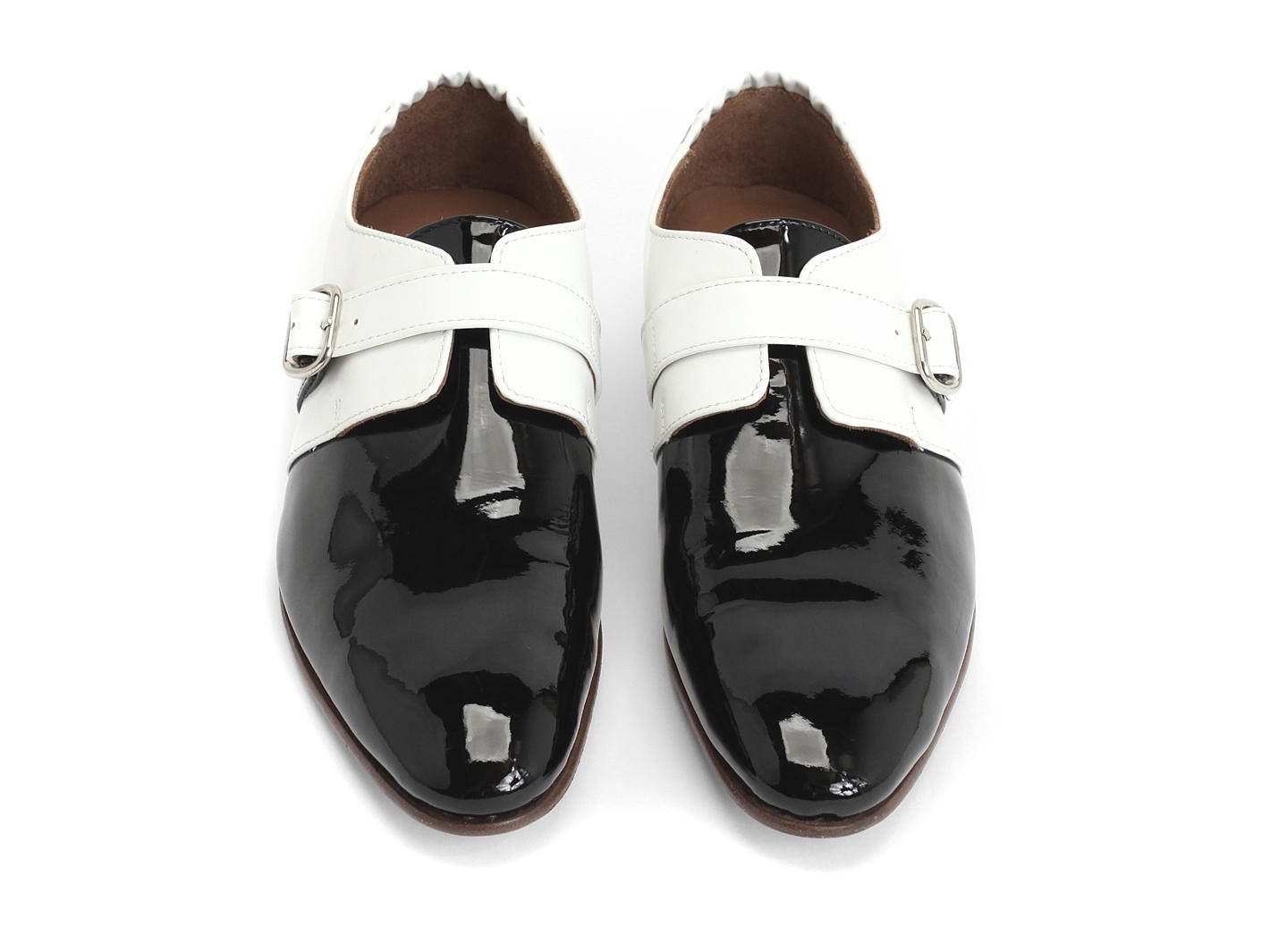 Johnston Noir & blanc Chaussure à une seule courroie: Front