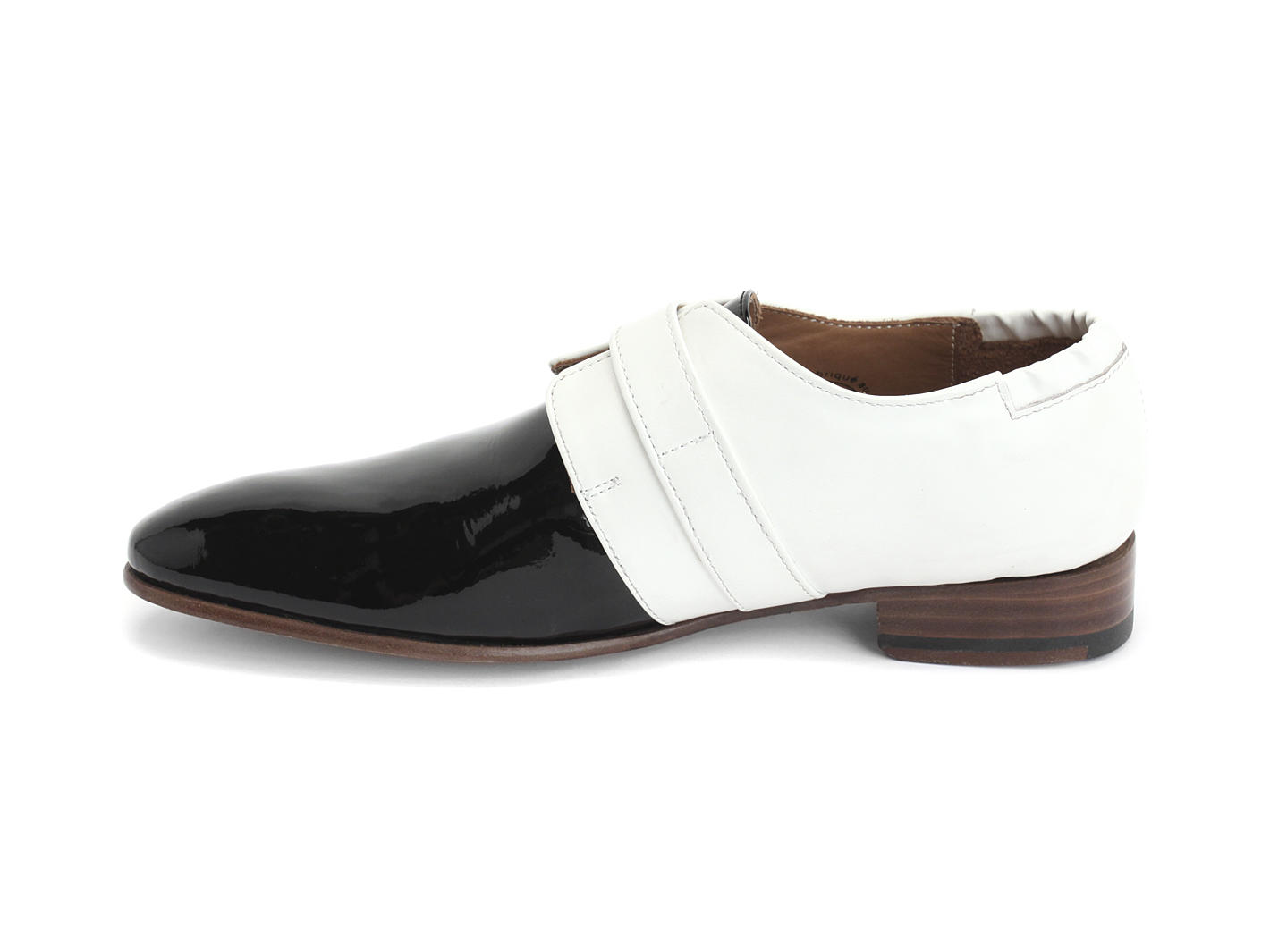 Johnston Noir & blanc Chaussure à une seule courroie: Profile inside